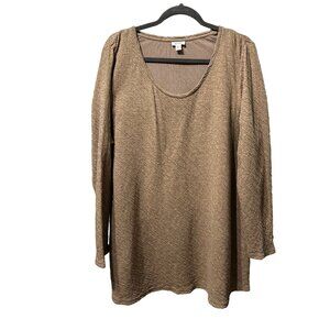 J. Jill sz XL taupe scoop neck cotton textured long sleeve comfy neutral tunic